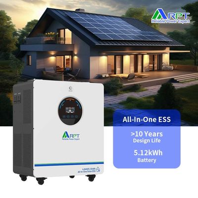 আরপিটি-ব্যাটারি 6 কেডব্লিউ সোলার ইনভার্টার 51.2V 100AH LiFePO4 লিথিয়াম ব্যাটারি 6KW 5.12KWh এর জন্য অল ইন ওয়ান হোম এনার্জি স্টোরেজ সিস্টেম